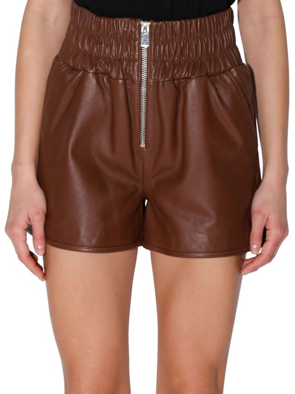 Walter Baker Dallas Relaxed Fit High Rise Leather Shorts